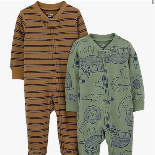 Simple Joys by Carter's unisex-baby 2-way Zip Thermal Footed Sleep and Play, Pack of 2