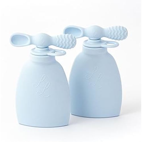 Nontoxic Reusable Baby Food Pouches - Premium Food Grade Silicone - BPA & PFAS Free - Leak-Proof Design - Easy to Clean and Dishwasher Safe (Blue)