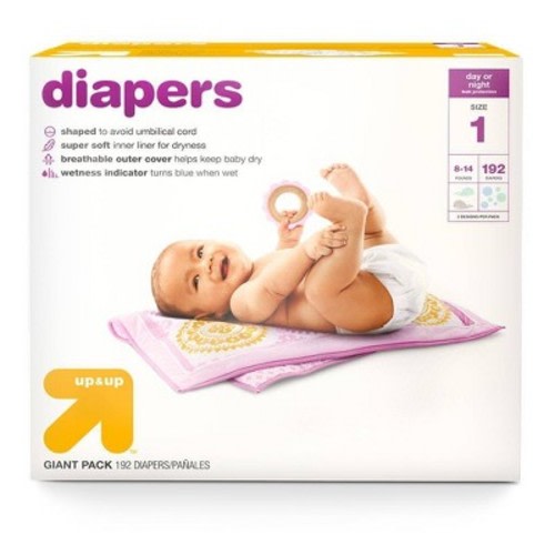 Diapers Giant Pack Size 1 - 192ct - Up&Up™