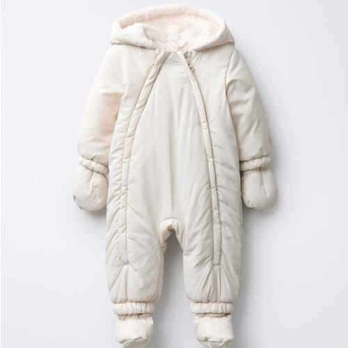 NYLON ROMPER WITH DETACHABLE MITTENS AND BOOTIES - Ecru | ZARA United States