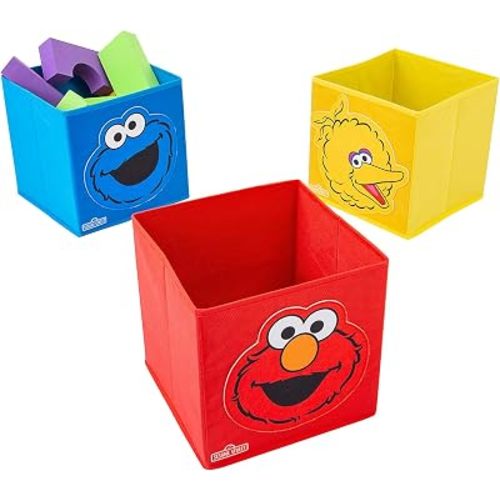 Fun Express 10 1/4" Sesame Street Elmo, Cookie Monster & Big Bird Nonwoven Storage Cubes – 3 Piece