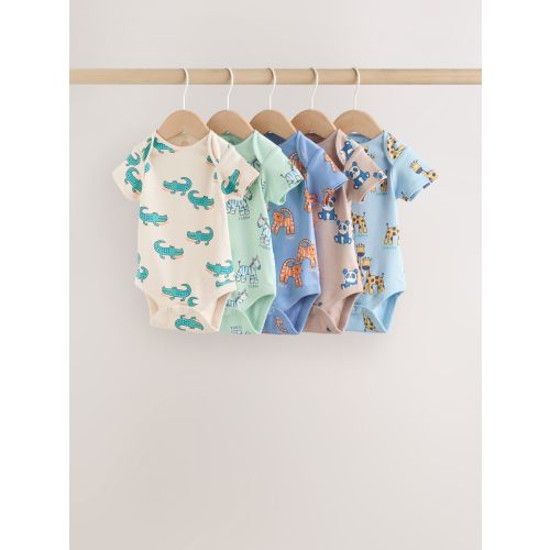Multi Short Sleeve Baby Bodysuits 5 Pack