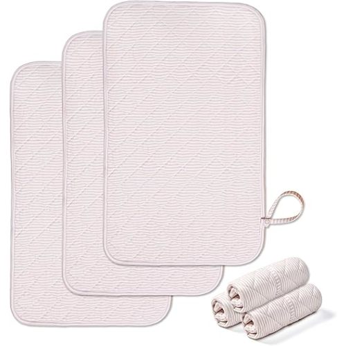 Spirich 3-Pack Reversible Changing Pad Liners, Waterproof & Wipeable Diaper Changing Mat, Thick Terry & 100% Cotton Knit, Portable Baby Changing Pad