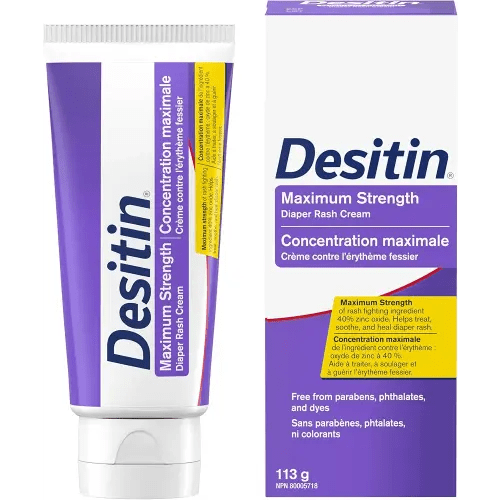 Desitin Maximum Strength Baby Diaper Rash Cream, 40% Zinc Oxide to Help Treat, Heal, and Prevent Diaper Rash, Hypoallergenic, Phthalate- & Paraben-Free Paste, 113 g