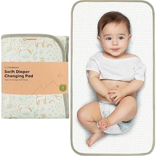 KeaBabies Portable Diaper Changing Pad, Easy Wipe Clean - Foldable Waterproof Baby Changing Mat for Diaper Bag, Compact, Lightweight, 25x13 Baby Changer Travel Essential, Machine Washable (Fox Vale)