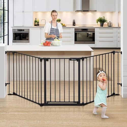 COMOMY 80" Extra Wide Baby Gate (30" Tall, Black)