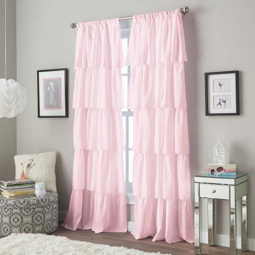 Curtainworks Flounced Ruffles Curtain Single Panel, Rod Pocket, Indoor, Light Filtering, 42"W x 95"L, Adult, Child, Teen
