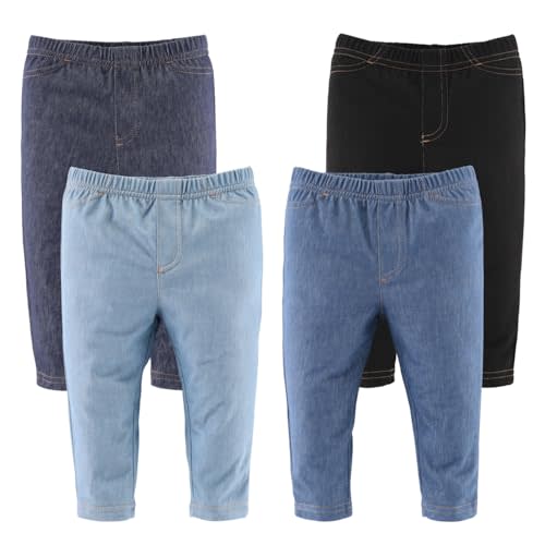 The Peanutshell Baby Jeggings for Boys and Girls, Super Soft Stretchy Denim, Unisex 4 Pack