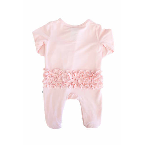 Baby Pink Bamboo Ruffle Zipper Footie | Caden Lane
