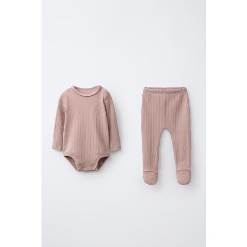 RIBBED BODYSUIT AND LEGGINGS PACK - Chalk pink | ZARA United States