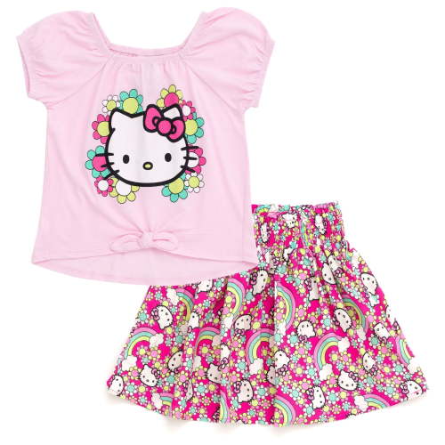 Hello Kitty Square Neck T-Shirt and Skirt Outfit Set Toddler to Big Kid
