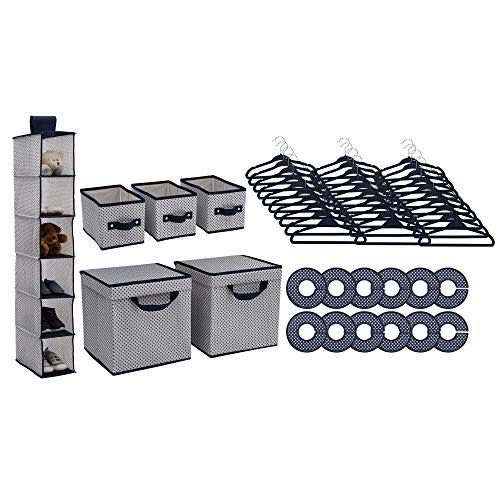 Delta Children Nursery Storage 48 Piece Set - Easy Storage/Organization Solution - Keeps Bedroom, Nursery & Closet Clean, Navy