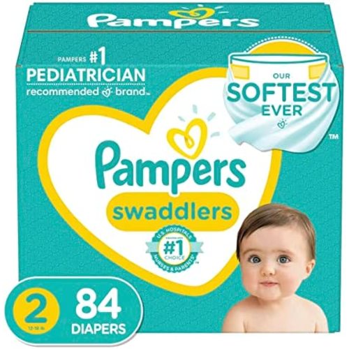 Pampers Diapers Size 2, 84 Count - Pampers Swaddlers Disposable Baby Diapers, Super Pack (Packaging May Vary)