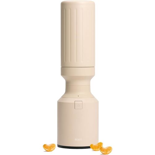 Beast Mini 600 Stainless Steel | Mini Countertop Kitchen Blender | Insulated Stainless Steel Vessel | Smoothies, Shakes, Dressings, Sauces, Dips | Portable Straw Caps and Lids | 600W (Sand)