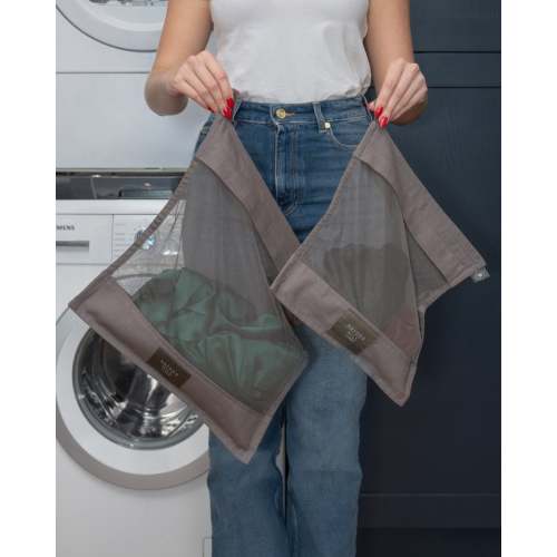 Organic Cotton Wash Bags For Delicates Set of 2 in Charcoal Gray