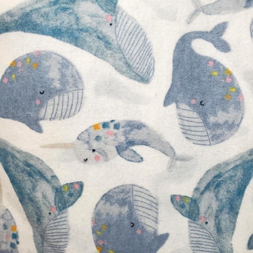 Flannel Fabrics Whales, Narwhales Orcas Baleen 100% Cotton Flannel HTF  1/2 yd FQ nursery baby gifts shirts Kids Pajamas blanket bibs crafts