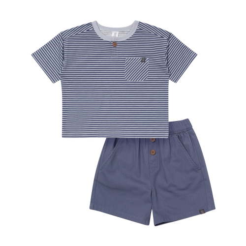 Modern Moments by Gerber Baby and Toddler Boy Henley Tee and Short Set, 2-Piece, Sizes 0/3 Months - 5T