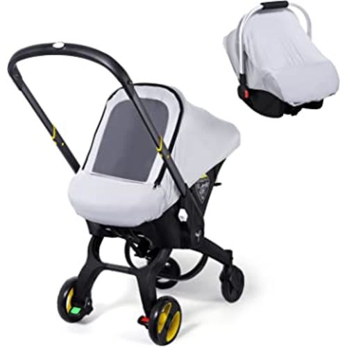 Car Seat Covers for Babies, Original Infant Car Seat Cover for Boys Girls, Kick-Proof Carseat Canopy with Adjustable Breathable Mesh Peep Window & Pocket, Universal Carrier Cover Newborn Shower Gift