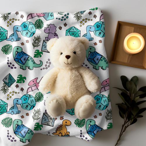 DnD dice baby blanket | DnD | dungeons and dragons | dinosaur baby | baby blanket | fleece | dice | nerdy | baby shower gift | present