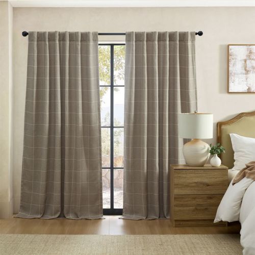Elrene Sawyer Windowpane Plaid Blackout Window Curtain Panel - Elrene Home Fashions