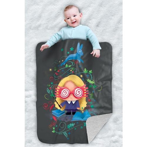 Harry Potter Luna Lovegood Chibi Sherpa Baby Blanket, Warm Soft Cozy, Unisex for Infants Girls & Boys 30"X40"