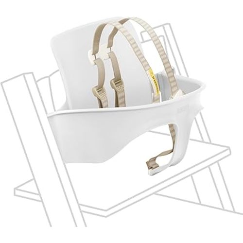 Stokke Tripp Trapp Baby Set, White - Convert The Tripp Trapp Chair into High Chair - Removable Seat + Harness for 6-36 Months - Compatible with Tripp Trapp Models After May 2006
