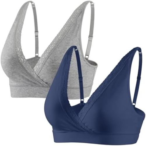 Lace Cotton Sleep Bras for Women, Maternity Nursing Bras, Pregnancy Support Bra with Adjustable Straps