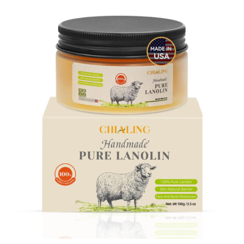 CHIALING Handmade Lanolin - 100% Pure Natural Australian Lanolin Cream - Made in USA - USP Grade Moisturizer for Dry/Cracked Skin, Nipple Discomfort, Lip Hydration & Eczema | Unscented, Additive-Free(3.5 oz)