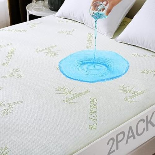 2 Pack Twin XL Mattress Protector, 100% Waterproof Mattress Cover Twin XL Size Bed, Cooling and Breathable Bed Pad Cover, Deep Pocket 8"-21"