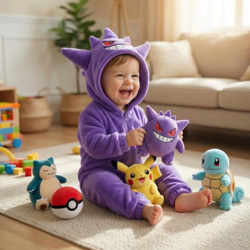 Purple Monster Fleece Baby Romper – Hooded Costume Onesie