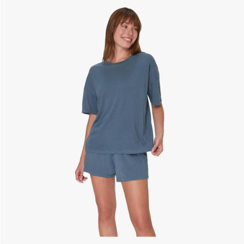 Hanes Women's Originals 2 Piece Lounge, Comfywear Supersoft Boxy T-Shirt & Sleep Shorts Loungewear Set