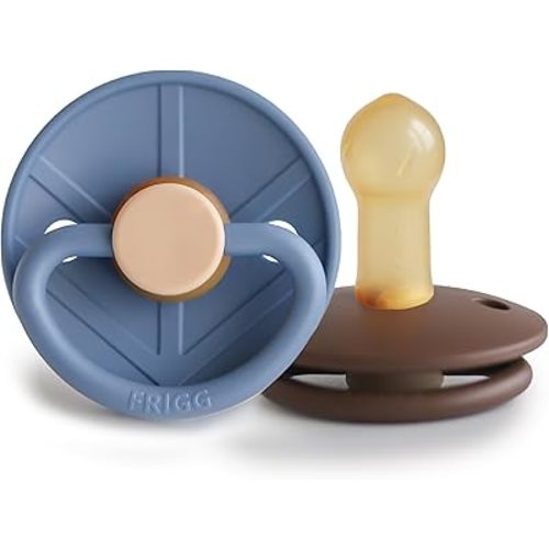 FRIGG Little Viking Natural Rubber Baby Pacifier 2-Pack | Made in Denmark | BPA-Free (Ocean View/Cocoa, 6-18 Months)