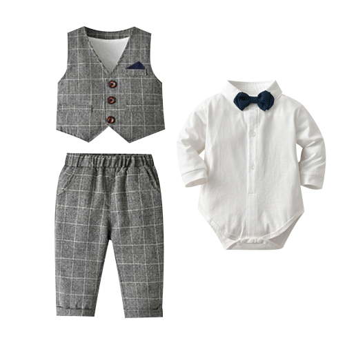 Fancifize Baby Boy Clothes Suit 0-18 Months Infant Gentleman Outfits Formal Dress Shirt+Vest+Pants Set Baby Birthday Wedding Party Suits