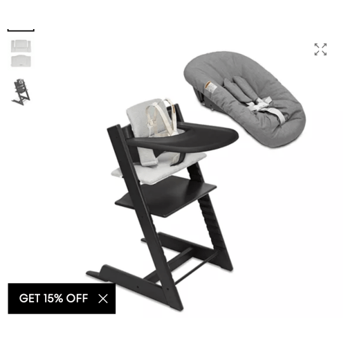 Stokke Tripp Trapp® High Chair² & Newborn Set Black with seat cushion