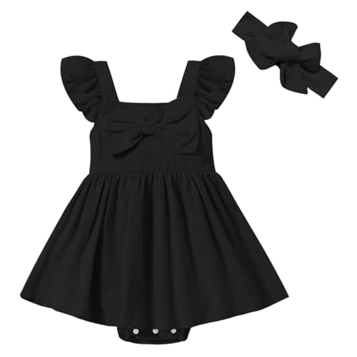 DREAM BUS Newborn One-piece Romper Dress Infant Ruffle Sleeveless Bodysuit with Headband Baby Clothes Baby Girl Jumpsuits