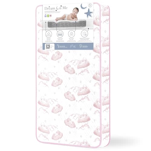 Dream On Me Twilight 80 Coil Spring Crib and Toddler Bed Mattress, Wave Pink, 5"