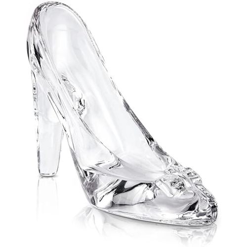 SHOWLOUE Cinderella Shoe Decor, Crystal High Heels Shoes Ornaments Glass Slipper Decoration Gift for Wedding Birthday Halloween Christmas Party, 5.12" x 2.36" x 4.33", Transparent