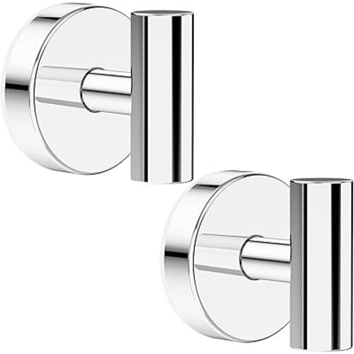 Bntuk Suction Cup Hooks, Shower Hooks for Inside Shower – Removable Towel Hooks for Bathroom Window Glass Mirror Tile, Bath Robe Looafh Hook for Hanging – Waterproof & Rustproof, Chrome (2 Pack)