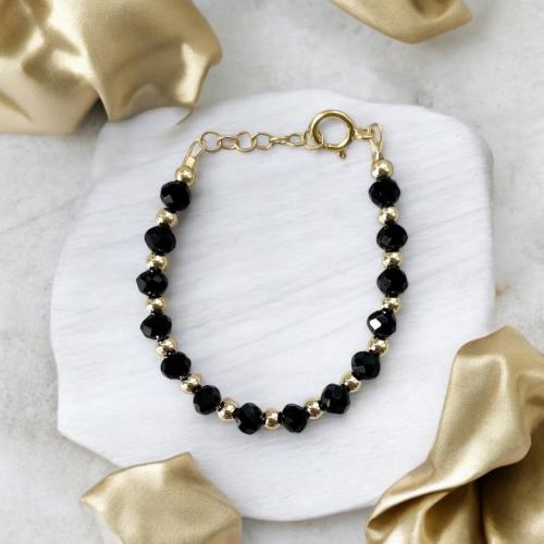 Black & Gold Baby Bracelet| Indian Black Beaded Bracelet| Newborn Toddler Girl Jewelry| First Birthday Gift| Baby Shower Gift Girl