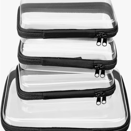 4 pcs Clear Zipper Pouches,Hard Shell Zipper Case, Toiletry Bag for Travel