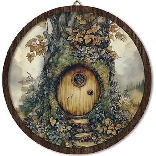 Vintage Fairy Cottagecore Wall Art Decor, Fairy Forest Wall Decor, Vintage Nature Round Wall Hanging Decor for Farmhouse Home Bedroom Living Room Library Gallery, 10 Inch Diameter