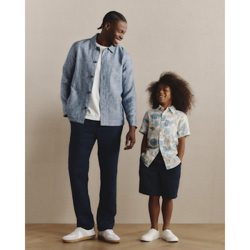 100% European Linen Pull-On Shorts in Deep Navy