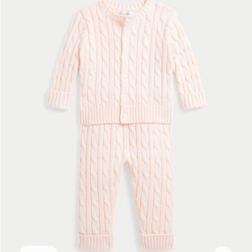 Cable-Knit Cotton Cardigan & Pant Set
