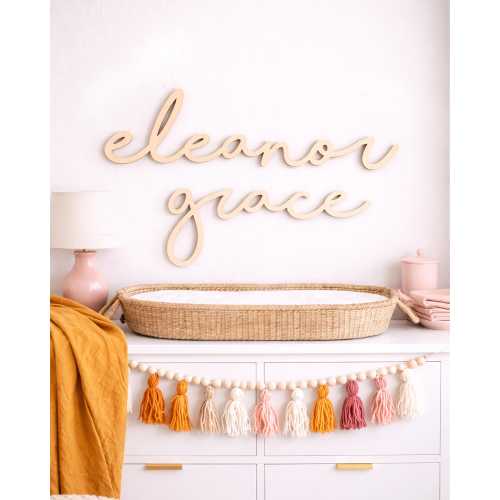 Nursery Decor Name Sign, Boho Baby Name Sign, Custom Wood Name Sign, Neutral Nursery Wall Decor