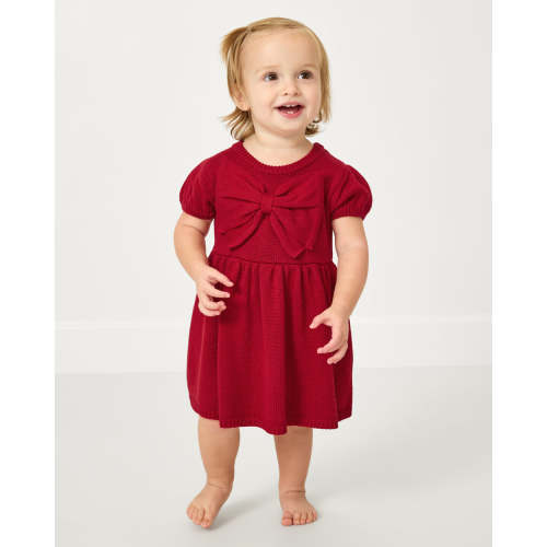 Holiday Red Bow Sweater Dress with Bloomer | Little Sleepies