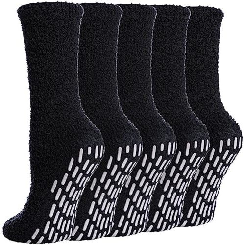 MQELONG Non Slip Hospital Socks with Grips for Women Winter Warm Cozy Fuzzy Slipper Soft Fluffy Sleep Socks