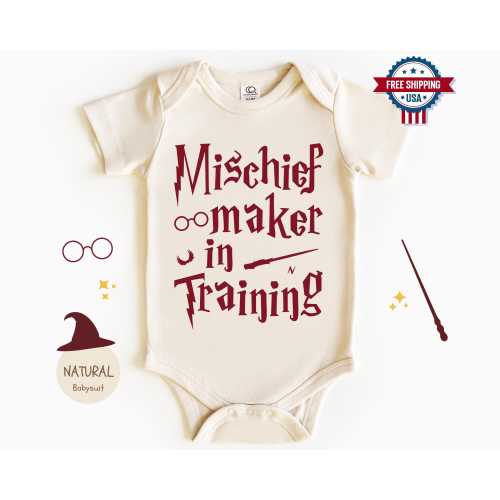 Baby Wizard Onesies®, Mischief Maker In Training Onesies®, Newborn Baby Bodysuits, Natural Kids, Cute Toddler Shirt, Funny Baby Shower Gifts