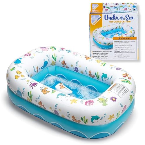 Mommy's Helper | Inflatable Under The Sea Baby Bathtub, Collapsible Safe Baby Bath Tub with Anti-Sliding Saddle Horn Seat, Must Have Travel Toddler Bath, Portable Bathtub Recommended Months 6 to 24