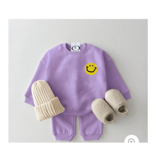 Baby Simple Smile Sweatsuit Set - Purple