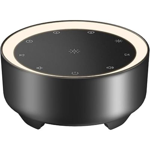 Kipcush Sound Machine & Night Light for Adults, Baby, Kids. White Noise Machine with 20 Soothing Sleep Sounds. Small Size & Portable Design for Bedroom (Black, Small)